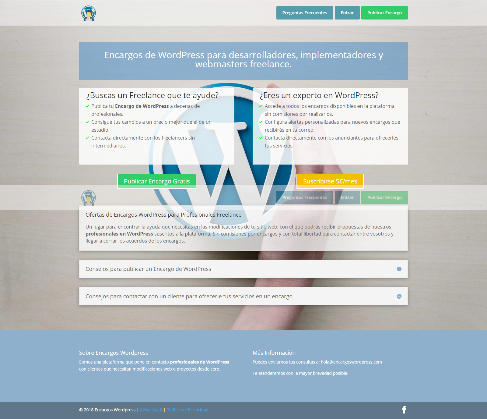 Encargos Wordpress - Plataforma para Freelancers y Empresas