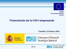 Financiacin de la I+D+i empresarial, CDTI, (Presentacin)