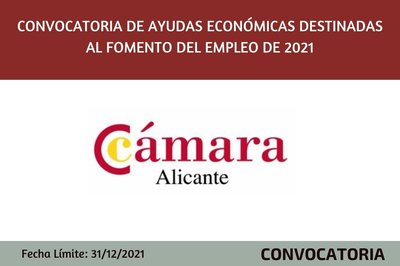 CONVOCATORIA DE AYUDAS ECONMICAS DESTINADAS AL FOMENTO DEL EMPLEO DE 2021. 