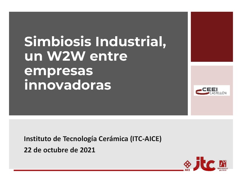 Ponencia de Mónica Vicent durante el Focus Pyme "Simbiosis Industrial, un W2W entre empresas innovadoras"