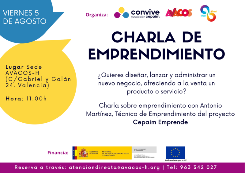 cartel CHARLA DE EMPRENDIMIENTO: CMO EMPRENDER EN VALENCIA?