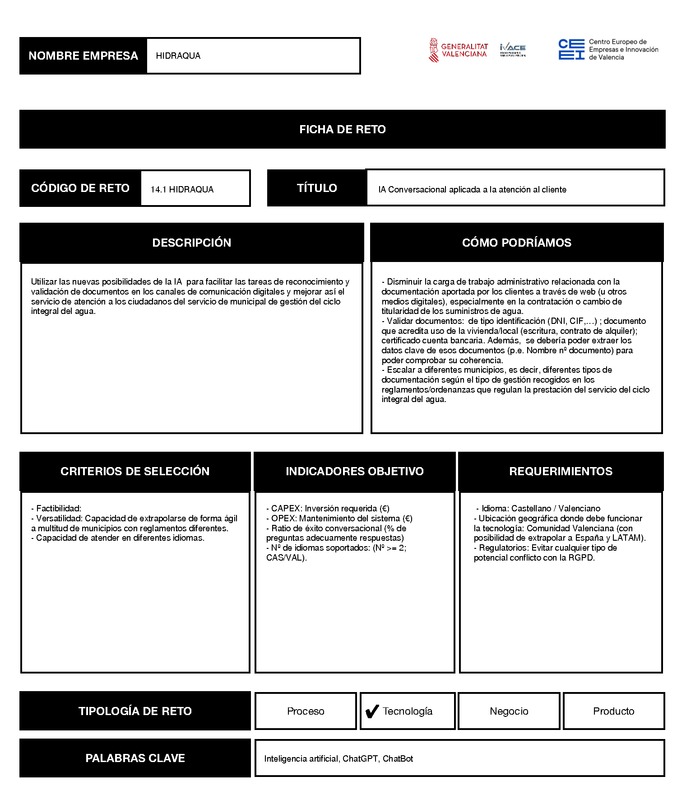 Reto IA Conversacional aplicada a la atenci�n al cliente