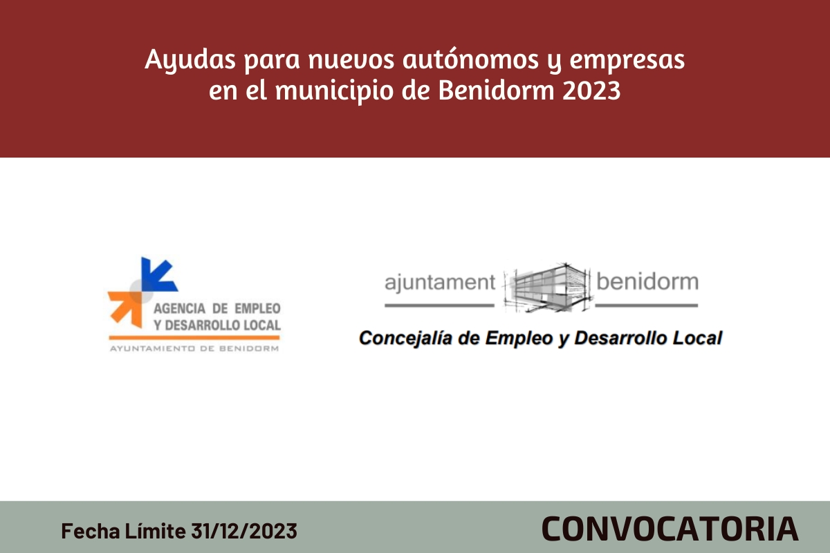 Ayudas para nuevos autónomos y empresas en el municipio de Benidorm 2023