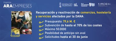 ARA EMPRESES - Recuperación y reactivación de comercios, hostelería y servicios, afectados por la DANA