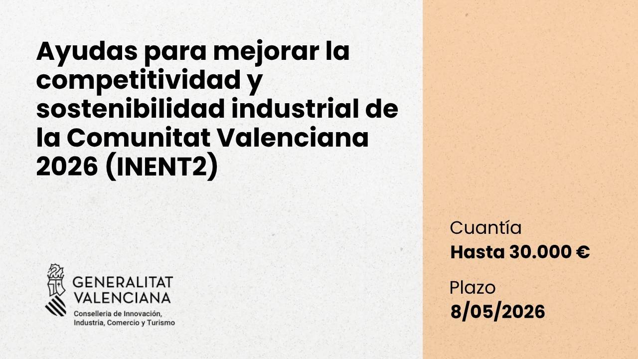 Ayudas para mejorar la competitividad y sostenibilidad industrial de la Comunitat Valenciana 2026