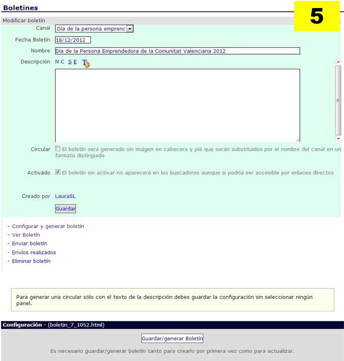 9.1. Boletines. Guardar configuración