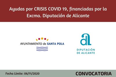 Ayudas Ayto Santa Pola por CRISIS  COVID19,  financiadas por la Excma. Diputacin de Alicante
