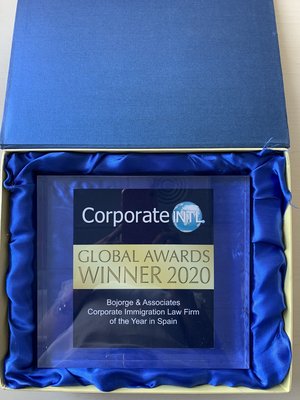 Mi premio, Bojorge & Associate, Corporate Immigration Law Firm of the Year, Corporate INTL