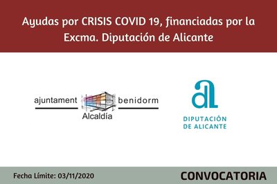 Ayudas Ayto Benidorm por CRISIS COVID19,  financiadas por la Excma. Diputacin de Alicante