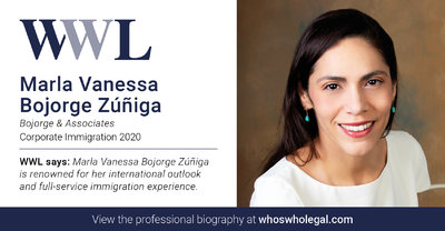 Mi reconocimiento internacional, Whos Who Legal Corporate Immigration Spain 2020 Marla Vanessa BOJORGE ZIGA.