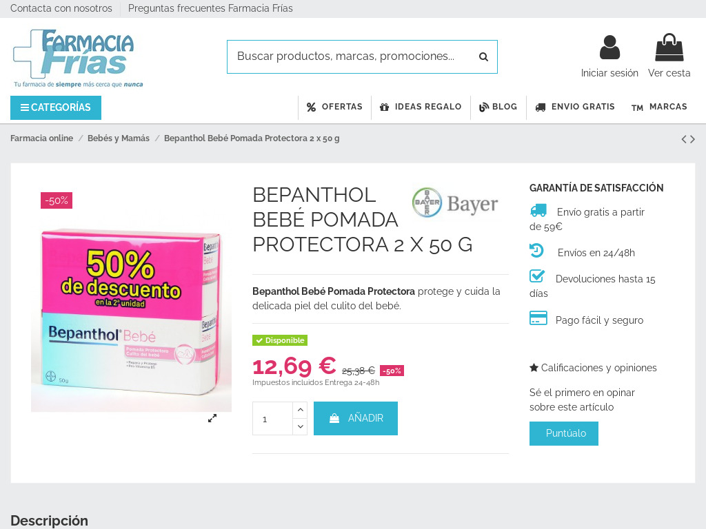 BEPANTHOL BEB POMADA PROTECTORA 2 X 50 G | Farmacia Fras